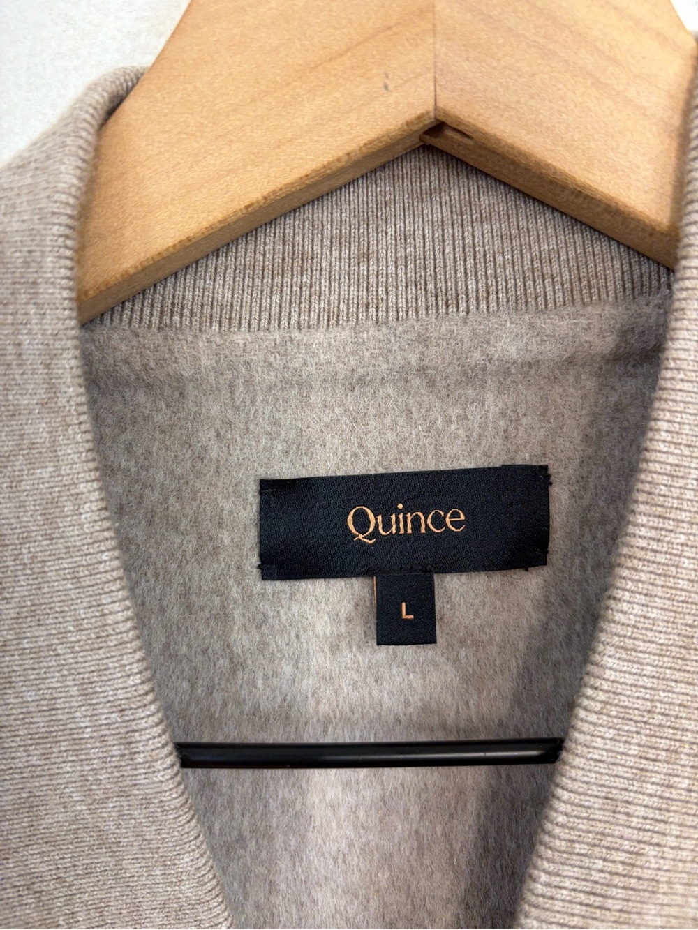 Quince Tan Oat Double Faced Merino Wool Bomber Jacket Size Large - Picture 5 of 9